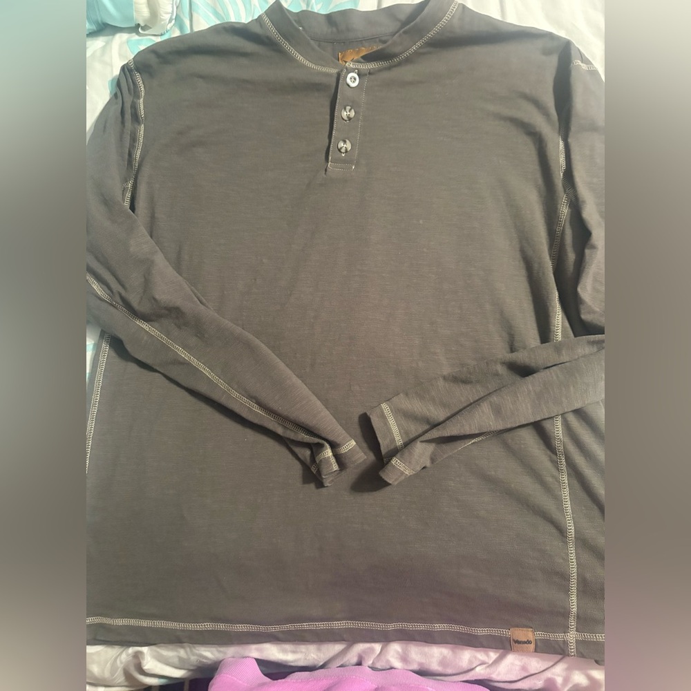 Men's brown Long Sleeve Henley Shirt